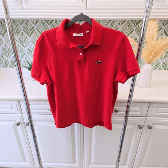NWOT Bright Red Lacoste Polo Shirt 42 - Picture 4 of 8